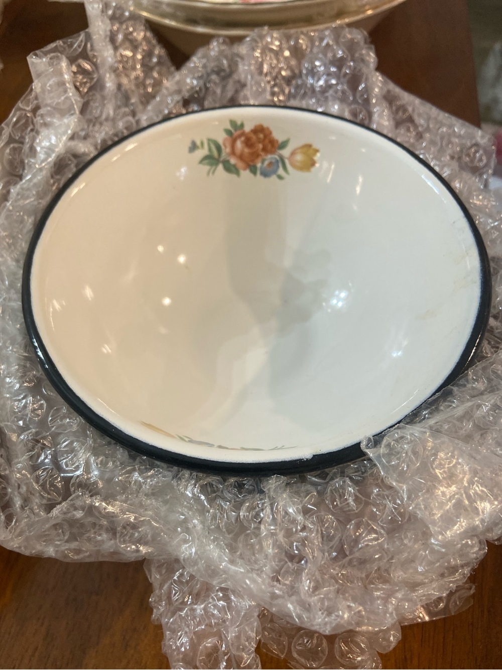 Scio White Ceramic Serving Bowl with Floral Accent